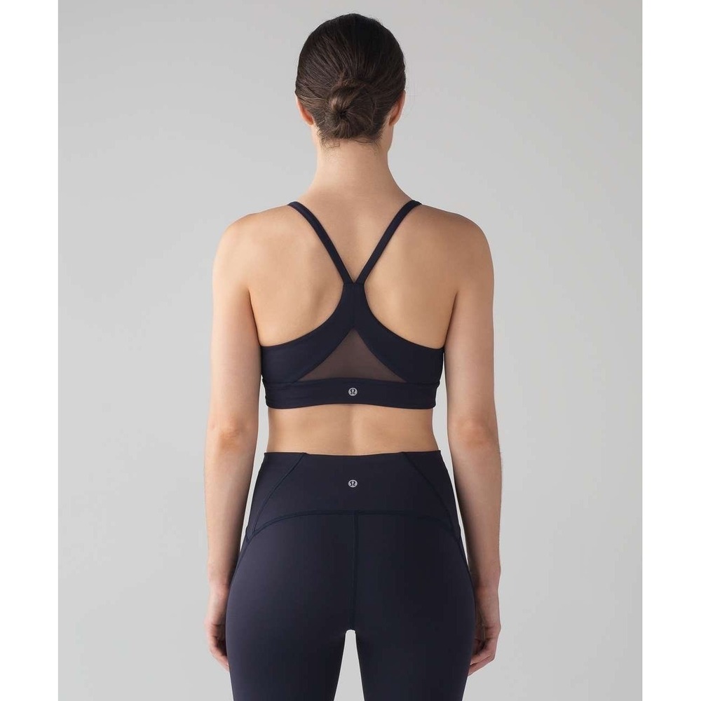 Lululemon Train Times Bra Midnight Navy Blue Mesh Racerback‎ Sports Bra Yoga